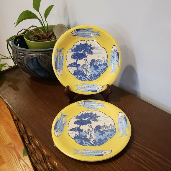 New High Museum Of Art Atlanta Plastic Coated Paper Plates Yellow Blue Lot of 2 - Picture 10 of 10